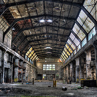 Buy canvas prints of Creepy abandoned old factory hall in HDR style by Łukasz Szczepański