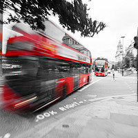 Buy canvas prints of Red double-decker bus on the street of London by Łukasz Szczepański