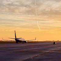Buy canvas prints of Passenger plane Boeing 738 waiting for takeoff by Łukasz Szczepański