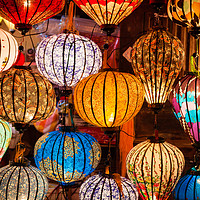 Buy canvas prints of Colorful traditional Vietnam lanterns by Łukasz Szczepański