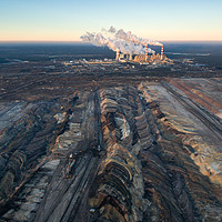 Buy canvas prints of Aerial view of open-cast coal mine and power plant by Łukasz Szczepański