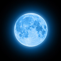 Buy canvas prints of Blue super moon glowing with blue halo isolated on by Łukasz Szczepański