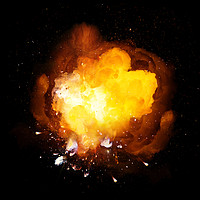 Buy canvas prints of Hot fiery bomb explosion by Łukasz Szczepański