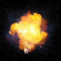Buy canvas prints of Fiery explosion with sparks and smoke by Łukasz Szczepański
