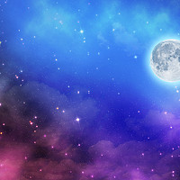 Buy canvas prints of Full moon on dreamy night sky background by Łukasz Szczepański