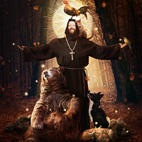 Buy canvas prints of St. Francis of Assisi, patron saint of animals by Marius Els