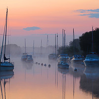 Buy canvas prints of Misty Morning Sunrise at Wareham River by maria munn