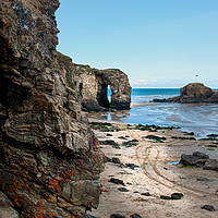 Buy canvas prints of Perranporth rock arch by Linda Cooke