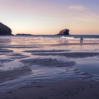 Buy canvas prints of Portreath sunset by Linda Cooke