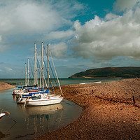 Buy canvas prints of Boats at Porlock Weir, Somerset by Linda Cooke