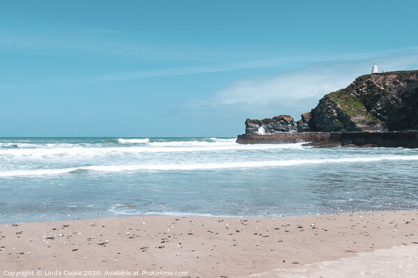 Calm Day at Portreath Picture Board by Linda Cooke