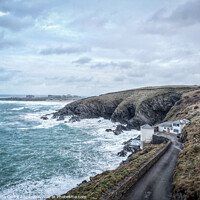 Buy canvas prints of Rough seas at Lewinnick Cove near Newquay Cornwall by Linda Cooke
