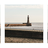 Buy canvas prints of Roker Lighthouse and Pier Triptych by Gary Clarricoates