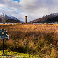 Buy canvas prints of Glenfinnan Monument with snow capped mountains by Gary Clarricoates