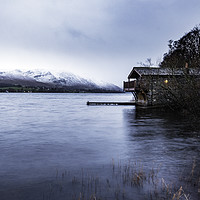 Buy canvas prints of Boathouse in Winter by Gary Clarricoates