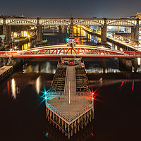 Buy canvas prints of Swing Bridge at Night by Gary Clarricoates
