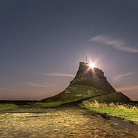 Buy canvas prints of Moon Beams at Holy Island by Gary Clarricoates