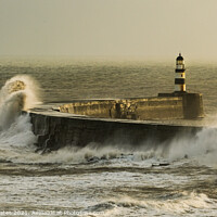 Buy canvas prints of Seaham Lighthouse and Pier Under Attack by Gary Clarricoates