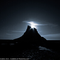 Buy canvas prints of Moon Rising over Lindisfarne Castle by Gary Clarricoates