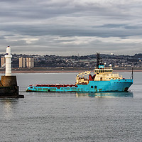 Buy canvas prints of Oil Supply boat leaving Aberdeen Harbour by Brian Sandison