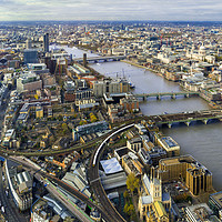 Buy canvas prints of London skyline aerial view in early evening by Alan Hill