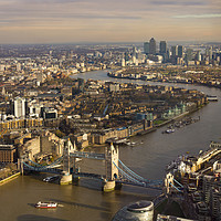 Buy canvas prints of London skyline aerial view in early evening by Alan Hill