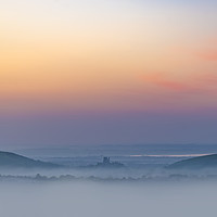 Buy canvas prints of Rainbow skies, Dorset Purbeck Hills, Corfe Castle by Alan Hill