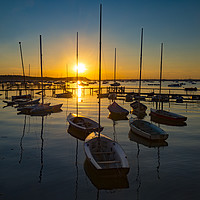 Buy canvas prints of Serene sunset over boats at Sandbanks, Poole, Dorset near Bourne by Alan Hill