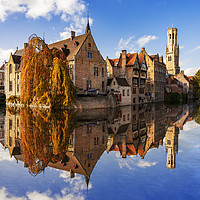 Buy canvas prints of Canals and Buildings of Bruges in Belgium in autumn by Alan Hill