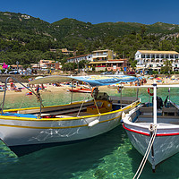 Buy canvas prints of Tourists queue for boats in Palaiokastritsa, Corfu by Alan Hill