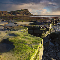 Buy canvas prints of Golden hour at Kimmeridge on the Dorset Coast by Alan Hill
