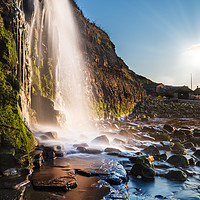 Buy canvas prints of Waterfall at Kimmeridge Bay in Dorset by Alan Hill
