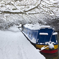 Buy canvas prints of Deep snow lines a canal near Oxford by Alan Hill