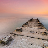 Buy canvas prints of Stone jetty and calm seas by Alan Hill