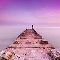Buy canvas prints of Stone jetty and calm seas by Alan Hill