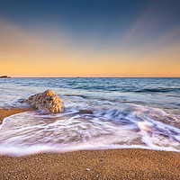 Buy canvas prints of Serene South Dorset Beach and Sea at Sunset  by Alan Hill