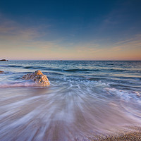 Buy canvas prints of Serene South Dorset Beach and Sea at Sunset  by Alan Hill