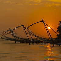 Buy canvas prints of Chinese Fishing Nets at Sunset by Alan Hill