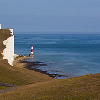 Buy canvas prints of Beachy Head Lighthouse and calm seas by Alan Hill