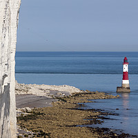 Buy canvas prints of Beachy Head Lighthouse and calm seas by Alan Hill