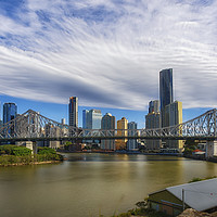 Buy canvas prints of Brisbane city skyline with Story bridge by Ian Leishman