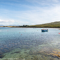 Buy canvas prints of A fishing boat moored in Achill Sound, Co Mayo, Ireland by Dave Collins