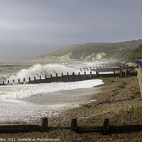 Buy canvas prints of Waves crashing on to Eastbourne Beach by Dave Collins