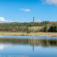 Buy canvas prints of The Waterloo Monument reflected in the unnamed loch near Jedburgh by Dave Collins