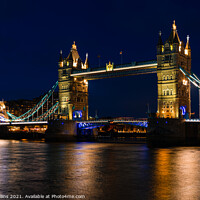 Buy canvas prints of Illuminated Tower Bridge over the River Thames at Dusk by Dave Collins