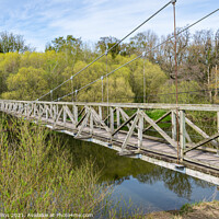 Buy canvas prints of Monteviot Suspension Foot Bridge across the Teviot near Harestanes, Jedburgh by Dave Collins