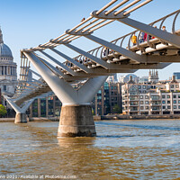 Buy canvas prints of The Millennium Footbridge over the River Thames with St Pauls Cathedral in the background, London by Dave Collins