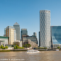 Buy canvas prints of View of the Docklands Skyscrapers from the river Thames looking East, London, UK by Dave Collins