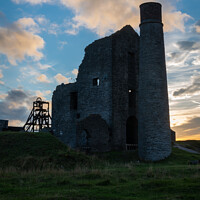 Buy canvas prints of Semi silhouette at dusk of Magpie Mine near Sheldon in the Peak District,  Derbyshire, England by Dave Collins