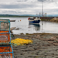 Buy canvas prints of Fishing Boat in Ardrishaig Harbour with lobster pots in the foreground, Argyll and Bute, Scotland by Dave Collins